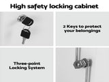Artiss Steel Locker Cabinet Filing Mental Storage 3-Point Lock Adjustable Shelves White FC-METAL-100-WH