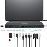 Simplecom CHN622 USB-C 12-in-1 Multiport Docking Station Laptop Stand Dual HDMI + VGA Triple Display V28-CHN622