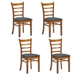 Linaria Dining Chair Set of 4 Crossback Solid Rubber Wood Fabric Seat - Walnut V315-VOD-MACK-03-4PC-KIT