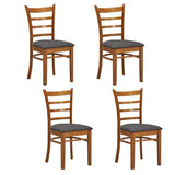 Linaria Dining Chair Set of 4 Crossback Solid Rubber Wood Fabric Seat - Walnut V315-VOD-MACK-03-4PC-KIT