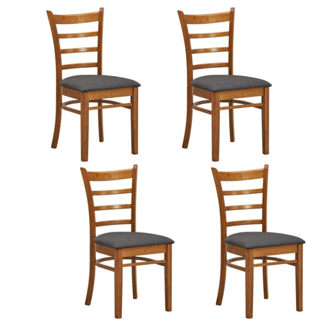 Linaria Dining Chair Set of 4 Crossback Solid Rubber Wood Fabric Seat - Walnut V315-VOD-MACK-03-4PC-KIT