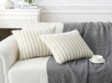 Decorative Throw with Inserts, Set of 2 Soft Faux Fur Throws, Square Boho Striped V1258-DP02-C-3196