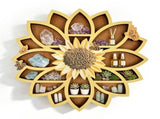 Sunflower Wall Hanging Wooden Display, Decor Storage in One, for Bedrooms Living Rooms Entryways V1366-AZ2-W-15574