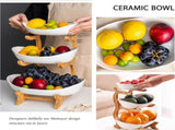 CARLA HOME 3-Tier Plastic Fruit Bowl Basket with Bamboo Stand for Kitchen Counter, Snack Tray, V178-36196