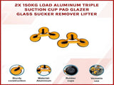 2x 150kg Load Aluminum Triple Suction Cup Pad Glazer Glass Sucker Remover Lifter V63-824141