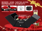 Preserved Red Real Rose Flowers in Box with I Love You in 100 Languages Necklace - Unique Gift for V1258-DP02-C-1058