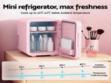 Glacio Mini Fridge Skincare Beauty Cooler Warmer LED Mirror 12V 220V Pink 4L PFN-B-4-LED-WH