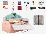 Pink Convertible Garment Duffel Bag with Leather Accents - Travel Weekender Bag for Suits and V888-ELOSUNG12951