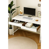 White Computer Desk Modern PC Laptop Table for Gaming, Home Office, or Study Space Furniture V63-916171