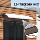 Window Door Awning Canopy 40" x 40", UPF 50 Polycarbonate Entry Door Outdoor Window Awning V952-MCZYPYCBS4040ML75V0