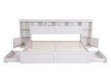 Artiss Queen Bed Frame with Storage Bookcase Headboard, USB & Type-C Ports & Drawers White WBED-F-BEDSIDE-WH-Q-ABC