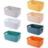 Plastic Storage Basket, 7 Pack Stackable Storage Baskets With Handles For Kitchen Shelf, Bathroom, V1188-MS-227-1172