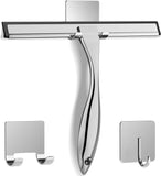 Multipurpose Stainless Steel Shower Scraper for Shower Door with 2 Adhesive Hooks, Bathroom Cleaning V1106-B0D2KYDVH1