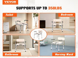 Commode Chair, Bedside Commode with Padded Seat, Drop-Down Arms, 7-Level Adjustable Height, 5.8L V952-WLKBS350BGRZ6CIGBV0