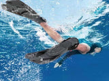 Pair of Snorkel Fins Diving Swim Fins Adjustable Open Heel Swimming Barefoot Flippers Black - S V1308-DSZKI-268-1
