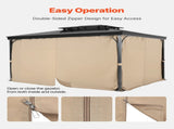 Gazebo Curtains Outdoor, 12' x 10' x 7.3' Gazebos, 4-Panel Sidewall Gazebo Privacy Curtains with V952-SMLTCL12FT10QF3IIV0
