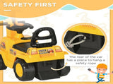 Yellow children's ride-on excavator puller, with horn, under-seat storage space, sit-and-slide V1197-WJ-071701