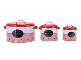 3 Pcs Canister Set Large Capacity Red White Round Bucket Farmhouse Kitchen Candy Snack Metal V1294-YM0523-3118220043011