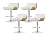 Artiss 4x Bar Stools Adjustable Leather Chairs BA-TW-8092-WHX4