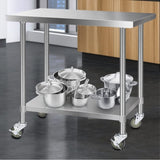Cefito 1219x610mm Stainless Steel Kitchen Bench with Wheels 304 SSKB-304S-WHEEL-48