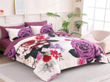 Magenta Purple Rose Garden Comforter Quilted Doona Set V745-AB011146AJ3