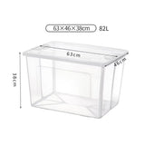 4x 82 Litre Modular Clear Foldable Storage Box with Lid Plastic Tub Collapsible V563-75201-4X