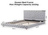 Artiss Queen Bed Frame with Tufted Headboard and Plywood Slats Grey BFRAME-G-KOLA-Q-GY-ABC