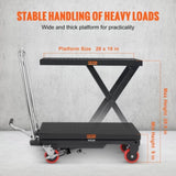 Hydraulic Lift Table Cart, 330lbs Capacity 28.5" Lifting Height, Manual Single Scissor Lift Table V952-DJYYSJPTCHS4JSQNFV0