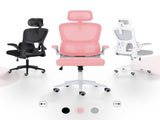 Work Office Chair - Lumber Support, Flip-up Armrest, Adjustable Headrest SITIO - Pink V274-FT-OC-2656A-WHPK