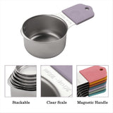 Magnetic Measuring Cups Set Stainless Steel Heavy Duty Metal Measuring Cups for Dry and Liquid V1366-AZ2-W-16271