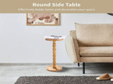 Small Round Side Table Brown, 9.4" Drink Table with Rubberwood Material, Stable, Easy to Assemble, V1369-AZ3-W-08723