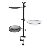 Deck Bird Feeder for Railing Mount Detachable Outdoor Balcony Three Trays Bath Fence V1294-YM0901-3111240176111