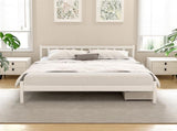 Artiss Bed Frame Queen Size Wooden Platform with 2 Storage Drawers White WBED-G-001Q-WH-DRAW