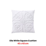 Bianca Ella White Square Filled Cushion 43 x 43cm V442-BCA-CUSHION-ELLA-WHITE-SQ