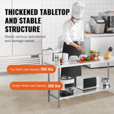Stainless Steel Prep Table, 24 x 72 x 34 Inch, Heavy Duty Metal Worktable with 3 Adjustable Height V952-CFBXGGZTLCWJFVL3YV0