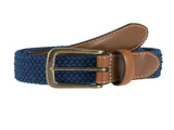 Dents Mens Elastic Stretch Belt Leather End Webbing - Ocean V563-8-4053-OCEAN-L