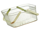 Bath Organizer Basket Stylish Clear Stripe Large Capacity Shower Storage Organizer with Handle for V1294-YM0703-3117230123812