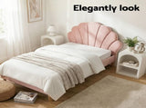 Artiss Bed Frame King Single with 2 Bedside Tables Set Scallop Headboard Pink Velvet Fabric Beds BFRAME-SET-ROSY-BSX2-01
