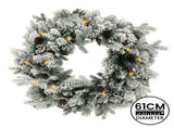 Christabelle 61cm Snowy Christmas Wreath with LED Lights Dorchester Pine Cones Front Door Decor 112_NATSD61