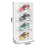 SOGA 4 Tier Transparent Portable Shoe Organiser Sneaker Footwear Folding Plastic Bin Stackable SHOEA9004WHT