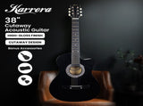 Karrera 38in Cutaway Acoustic Guitar with Carry Bag - Black CC38-BK