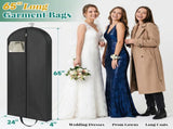 65" Long Garment Bags for Travel, Dress Hanging Clothes, Wedding Cover Women, Closet Storage Gowns, V1259-DP01-A-4554