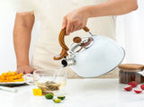 Whistle Kettle Stovetop Stainless Steel Foldable Handle Kitchen Supplies 2.5L White V1294-YM0512-3118220265711
