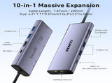 BENFEI 000495GY 10-in-1 USB C Hub 4K HDMI RJ45 100W PD USB-C USB x 4 TF/SD Reader V28-ELEBEN000495GY