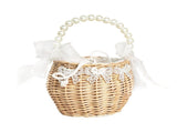 Small Flower Basket Pearl Handle Rattan Woven Flower Basket for Wedding Girl Home Decorations Picnic V1294-YM0901-240530HL05-3