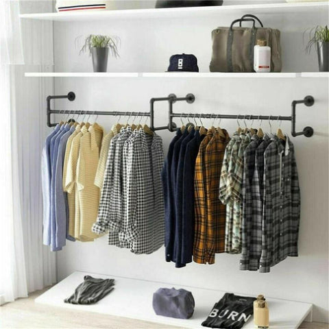 Iron Wall Mounted Clothes Rack with Shelf Garment Display V178-66744