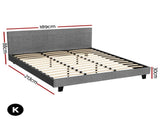 Artiss BedStory King Bed Frame Set With Hybrid Mattress Medium Firm Linen Grey BFRAME-SET-NEO-XF-34-K