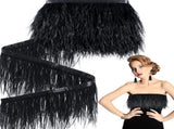 Black Ostrich Feathers Trim,78.7Inx3.15-4.3In Wide Ostrich Feathers Sewing Fringe Trim Ribbon for V1189-WXFWAL-20260319-00123