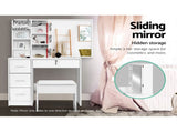 Artiss Dressing Table Stool Set Sliding Mirror White Diane FURNI-L-DRESS02-WH-AB