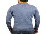 100% Shetland Ragg Wool V Neck Knit Jumper Pullover Mens Sweater Knitted - Sky - 3XL V563-SW-VN-SKY40-3XL